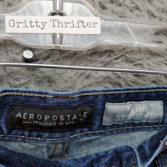 Aeropostale Jeans Mens 31x32 Blue Slim Straight Cotton Blend Stretch Denim - Picture 2 of 9